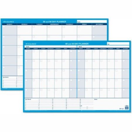 AT-A-GLANCE AT-A-GLANCE® 30/60-Day Undated Horizontal Erasable Wall Planner, 36 x 24, White/Blue PM23328